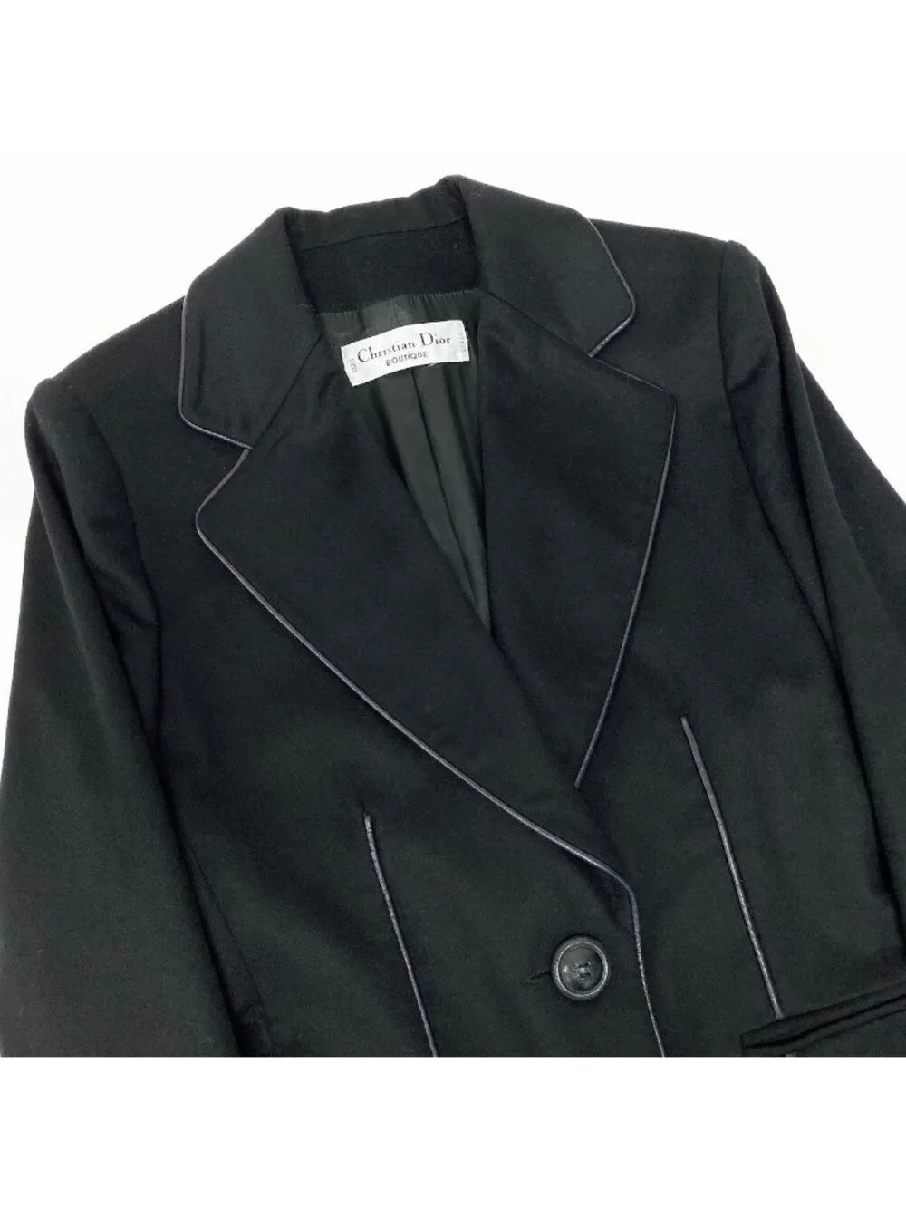 Dior @S Vintage Skirt Set Tailored Jacket Leather Piping